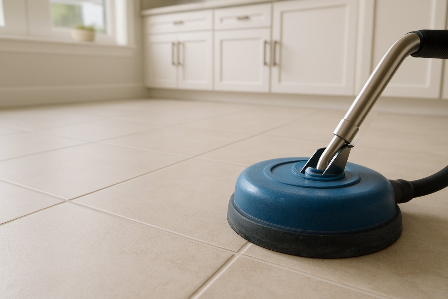 Freshly cleaned tile and bright grout lines